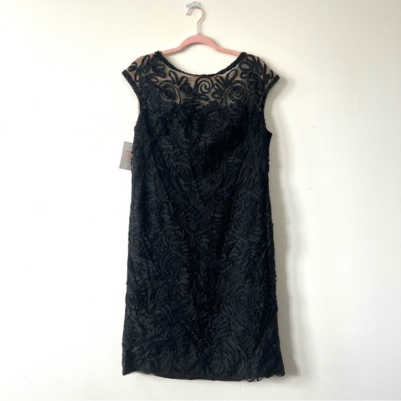 Vintage Dresses & Skirts - Vintage 1950’s Ribbon Party Dress, LBD, Soutache Cocktail, Black Mesh, M/LG